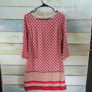 Old Navy Geometric Red, Pink and White Dress